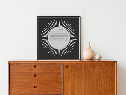 Silver Glitter Sun Rays Ketubah