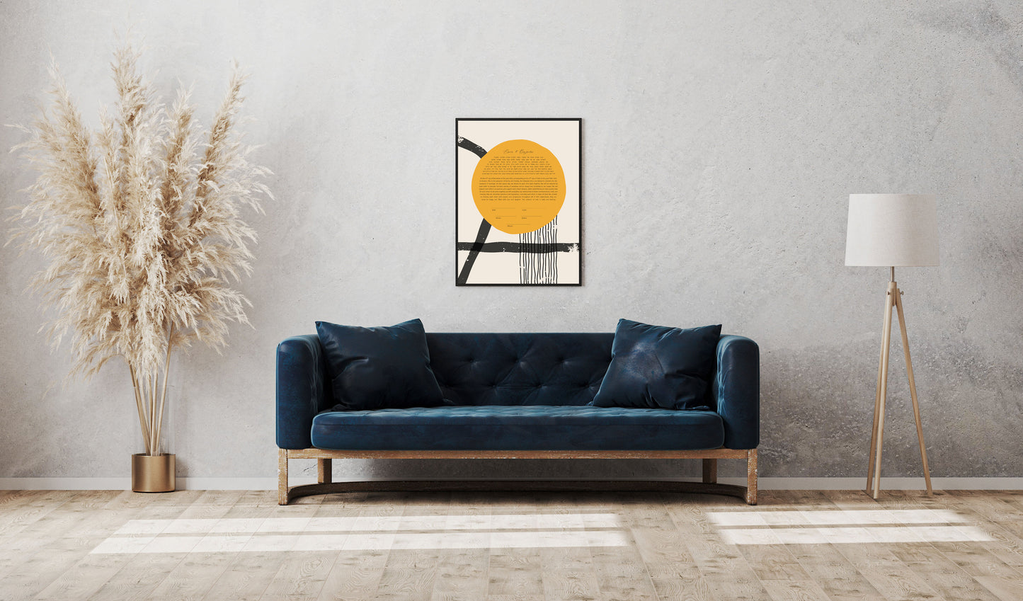 Sun & Black Lines Modern Ketubah