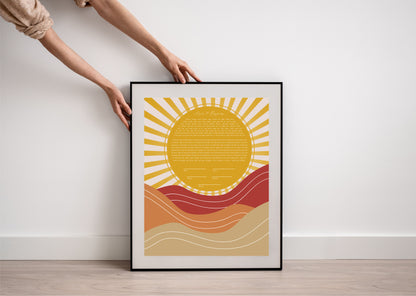 Sun & Mountain Red & Gold Modern Abstract Ketubah
