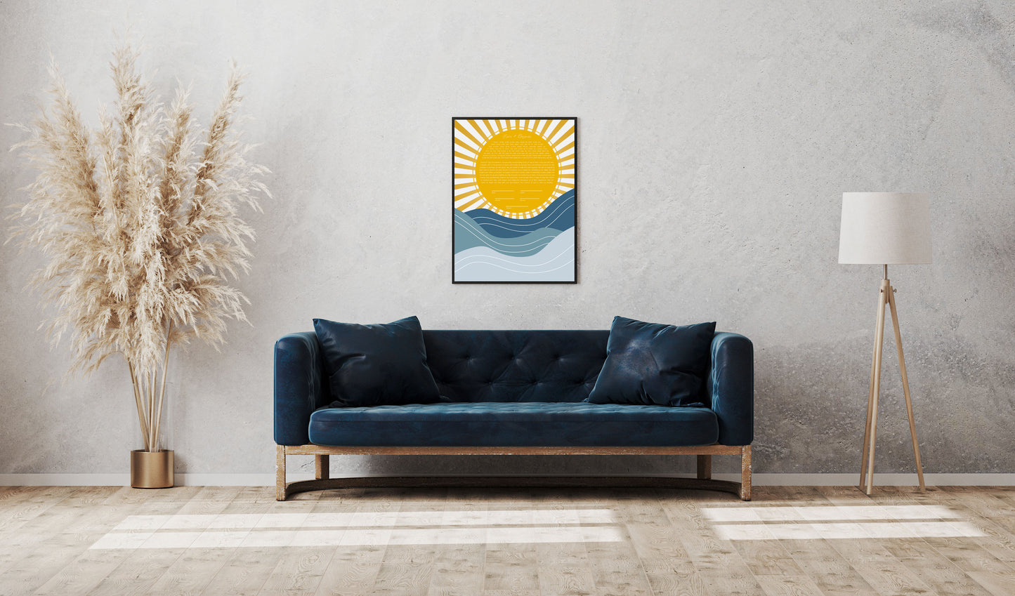 Sun & Wave Gold & Blue Modern Abstract Ketubah
