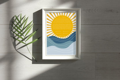 Sun & Wave Gold & Blue Modern Abstract Ketubah