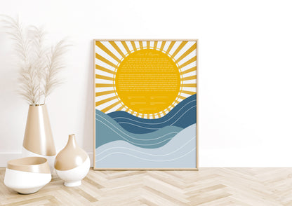 Sun & Wave Gold & Blue Modern Abstract Ketubah