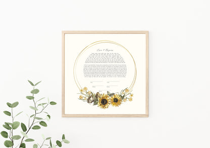 Sunflower Gold Ring Ketubah