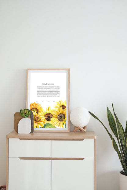 Sunflower Watercolor Ketubah