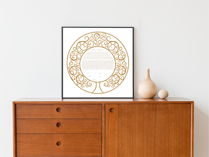 Tree of Life Round Modern Ketubah - ANY COLOR