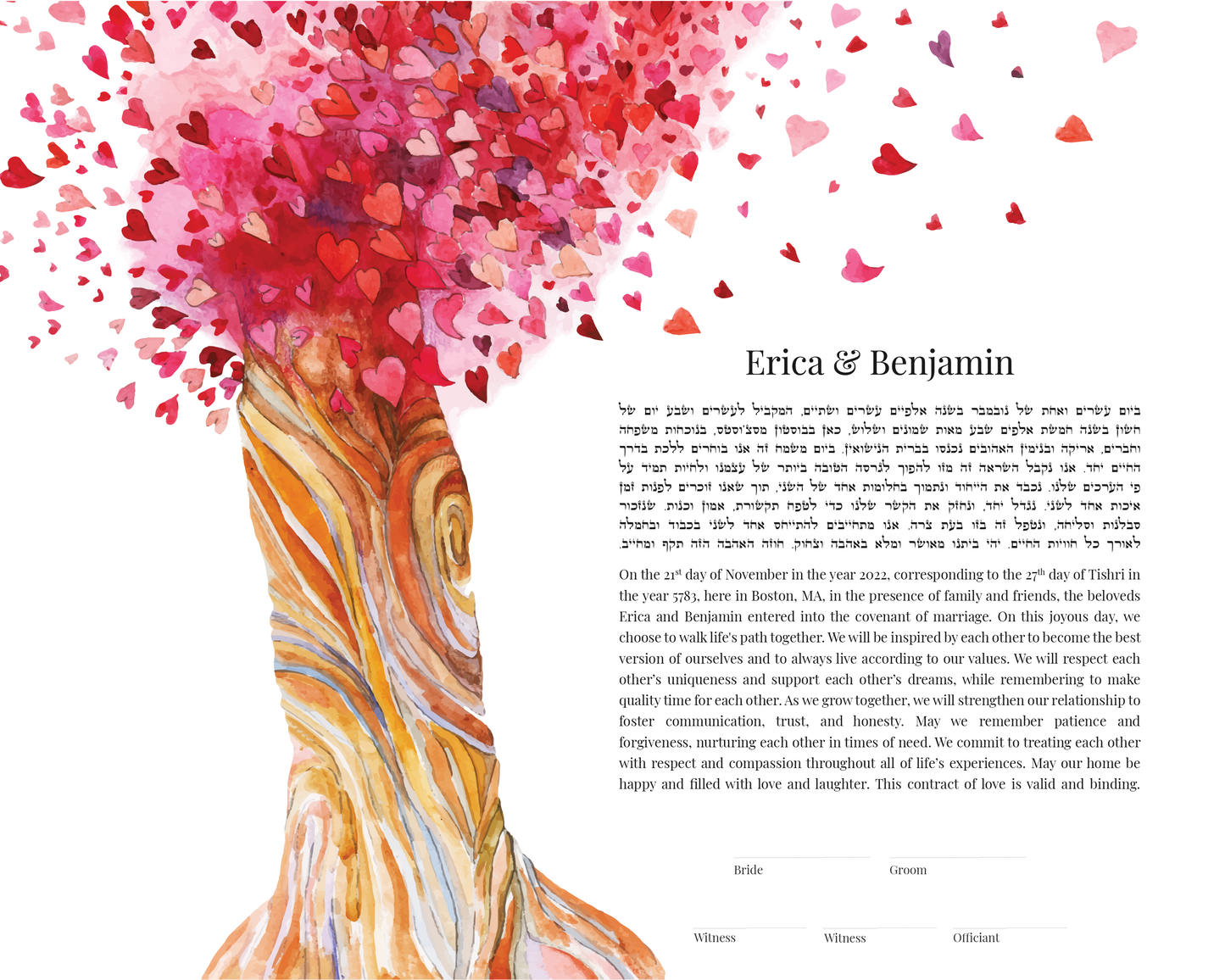 Tree of Life Red Heart Ketubah