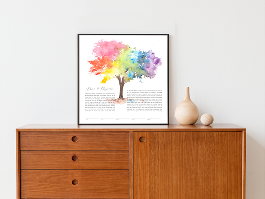 Tree of Life Rainbow Watercolor Ketubah