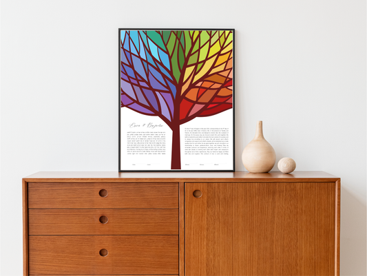 Rainbow Tree of Life Stained Glass Ketubah