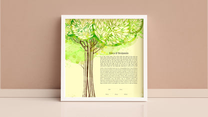 Tree of Life Green Watercolor Ketubah