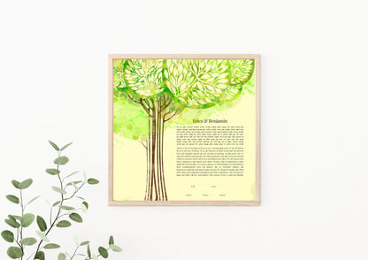Tree of Life Green Watercolor Ketubah