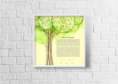 Tree of Life Green Watercolor Ketubah