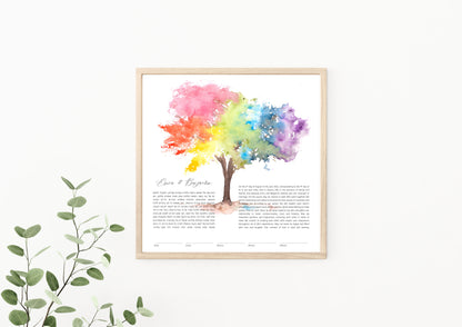 Tree of Life Rainbow Watercolor Ketubah