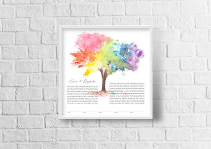 Tree of Life Rainbow Watercolor Ketubah