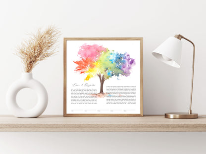 Tree of Life Rainbow Watercolor Ketubah