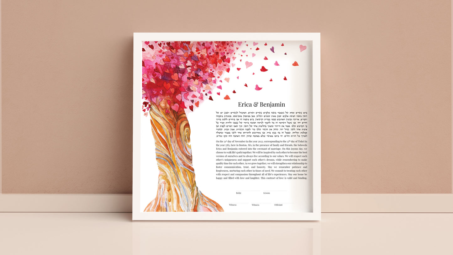 Tree of Life Red Heart Ketubah