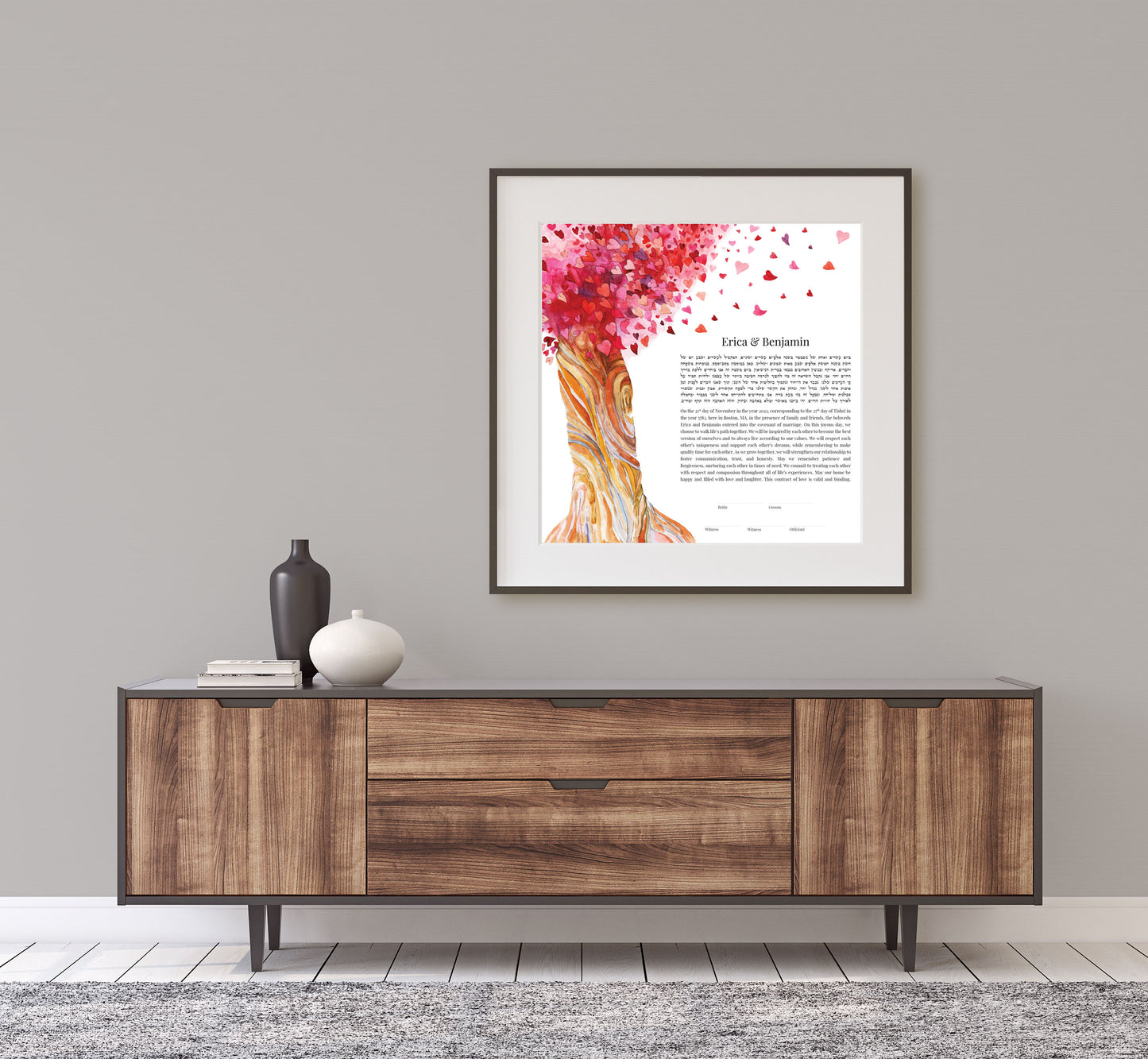 Tree of Life Red Heart Ketubah