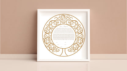 Tree of Life Round Modern Ketubah - ANY COLOR