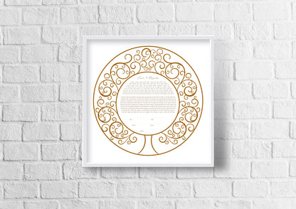 Tree of Life Round Modern Ketubah - ANY COLOR