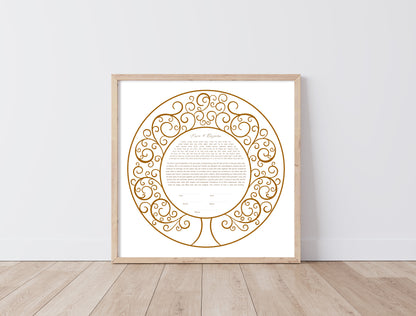 Tree of Life Round Modern Ketubah - ANY COLOR