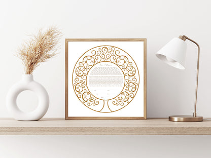 Tree of Life Round Modern Ketubah - ANY COLOR