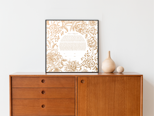 Vintage Gold Rose Floral Ketubah