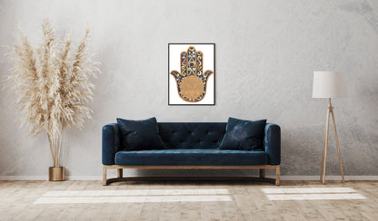 Vintage Painted Hamsa Gold Ketubah