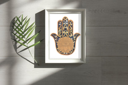 Vintage Painted Hamsa Gold Ketubah