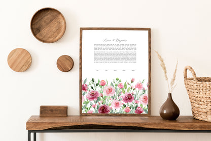 Watercolor Rose Floral Ketubah