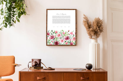 Watercolor Rose Floral Ketubah
