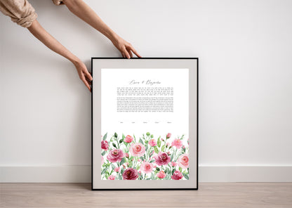 Watercolor Rose Floral Ketubah