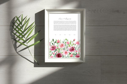 Watercolor Rose Floral Ketubah