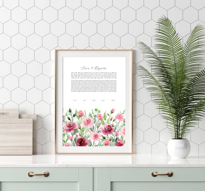 Watercolor Rose Floral Ketubah