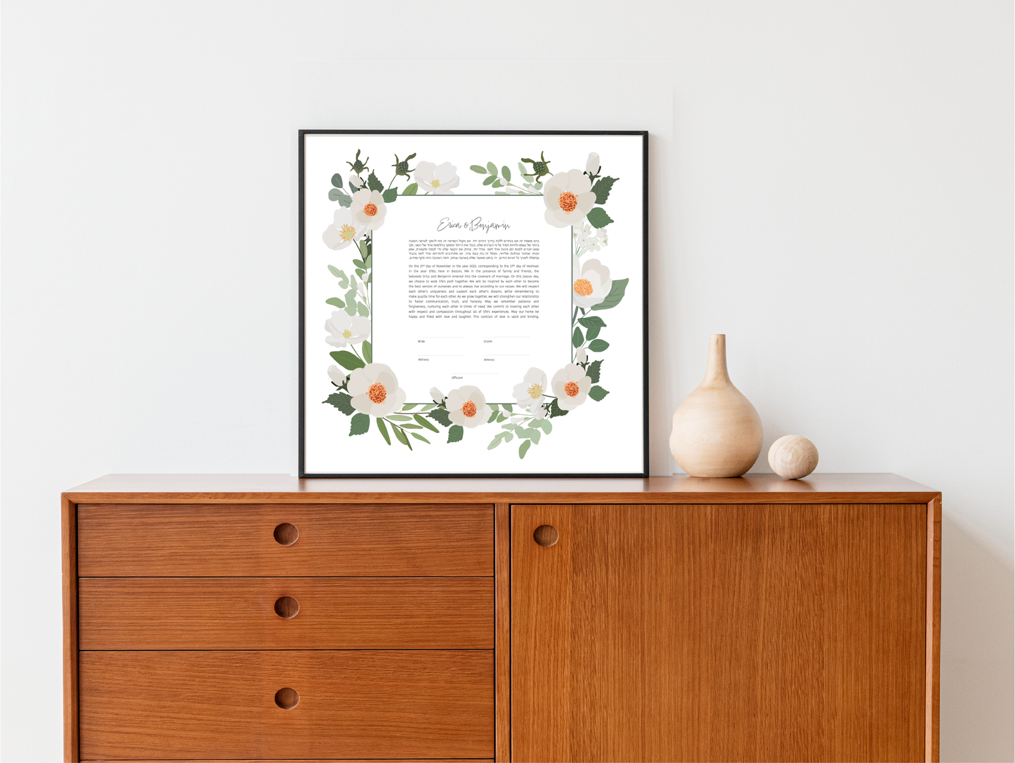 White Floral Ketubah