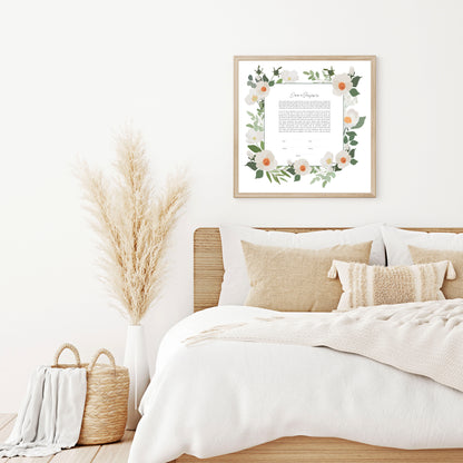 White Floral Ketubah