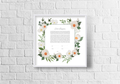 White Floral Ketubah