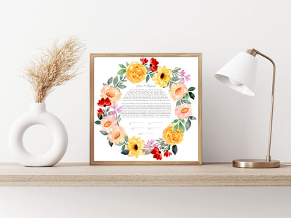 Yellow Floral Watercolor Ketubah