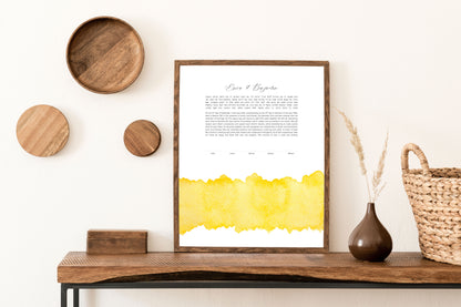 Yellow Watercolor Ketubah