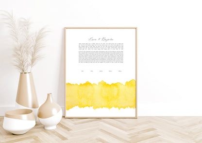 Yellow Watercolor Ketubah