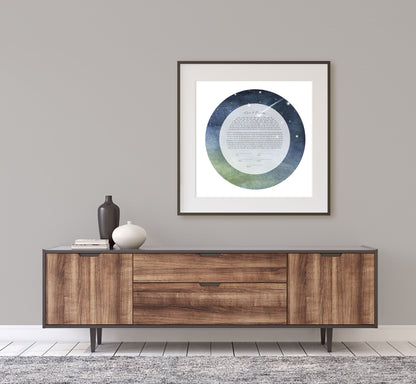 Yellow and Gray Shooting Star Galaxy Watercolor Ketubah