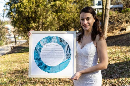 Blue Marble Modern Ketubah | Custom Ketubah Acrylic Pouring Art Print | Reform, Secular, Interfaith, LGBTQ+