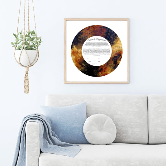 Gold Copper & Black: Modern Ketubah | Custom Ketubah Acrylic Pouring Art Print | Reform, Secular, Interfaith, LGBTQ+