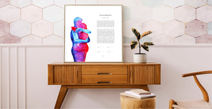 Man and Woman Watercolor Kebuah |  Custom Print Wedding Certificate  | Reform, Secular, Interfaith, LGBTQ+