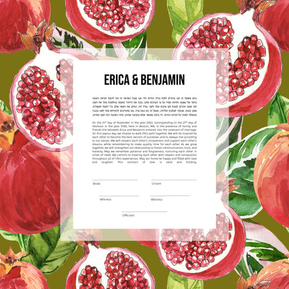 Pomegranate Modern Ketubah | Custom Ketubah Watercolor Print | Reform, Secular, Interfaith, LGBTQ+