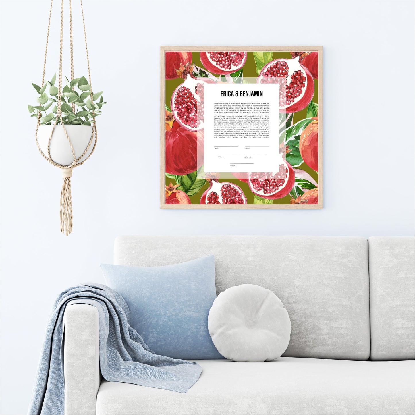 Pomegranate Modern Ketubah | Custom Ketubah Watercolor Print | Reform, Secular, Interfaith, LGBTQ+