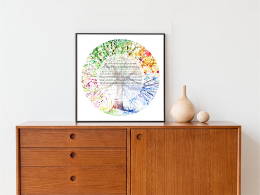 Tree of Life Rainbow Watercolor Modern Ketubah | Custom Ketubah Wedding Certificate Print | Reform, Secular, Interfaith, LGBTQ+