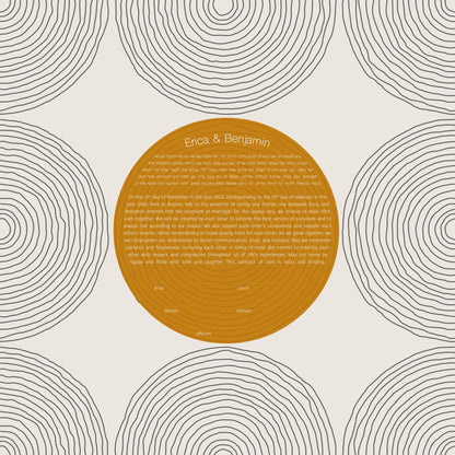 Mustard Circles Modern Ketubah | Custom Ketubah Wedding Certificate Print | Reform, Secular, Interfaith, LGBTQ+