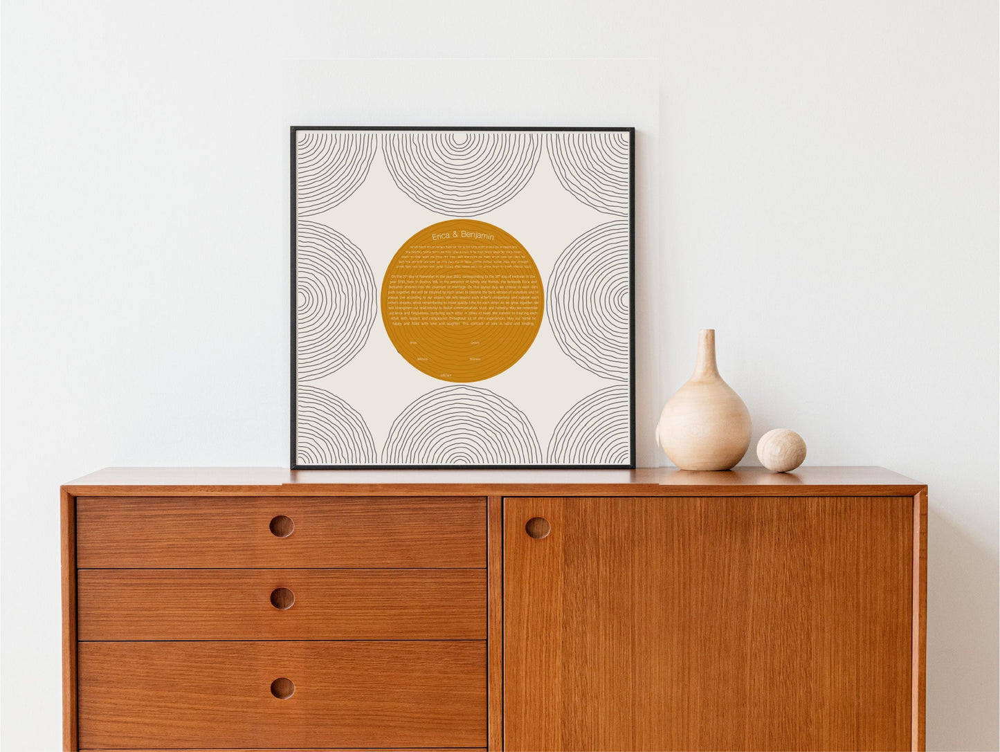 Mustard Circles Modern Ketubah | Custom Ketubah Wedding Certificate Print | Reform, Secular, Interfaith, LGBTQ+